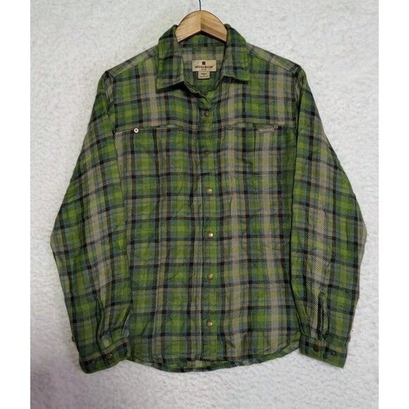 WOOLRICH Snap Button Down Flannel Plaid Shirt Womens Size Medium Soft Wool Blend - Picture 8 of 12